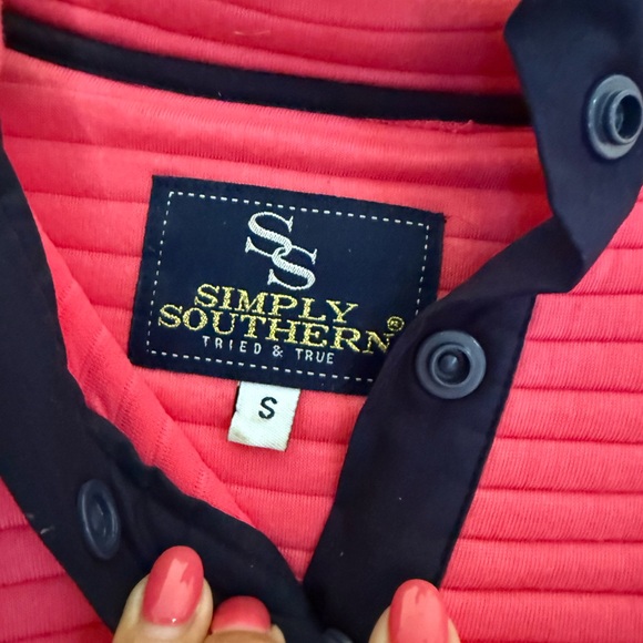 Simply Southern Pink Ribbed Pullover - Picture 3 of 3